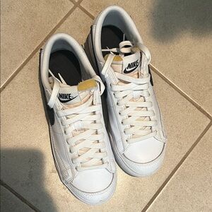 Nike White and Black Platform Sneakers